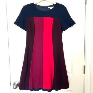 Boden Ladies Panel Patsy Colorblock Wool Dress  Size 8R  Midi Mod Business